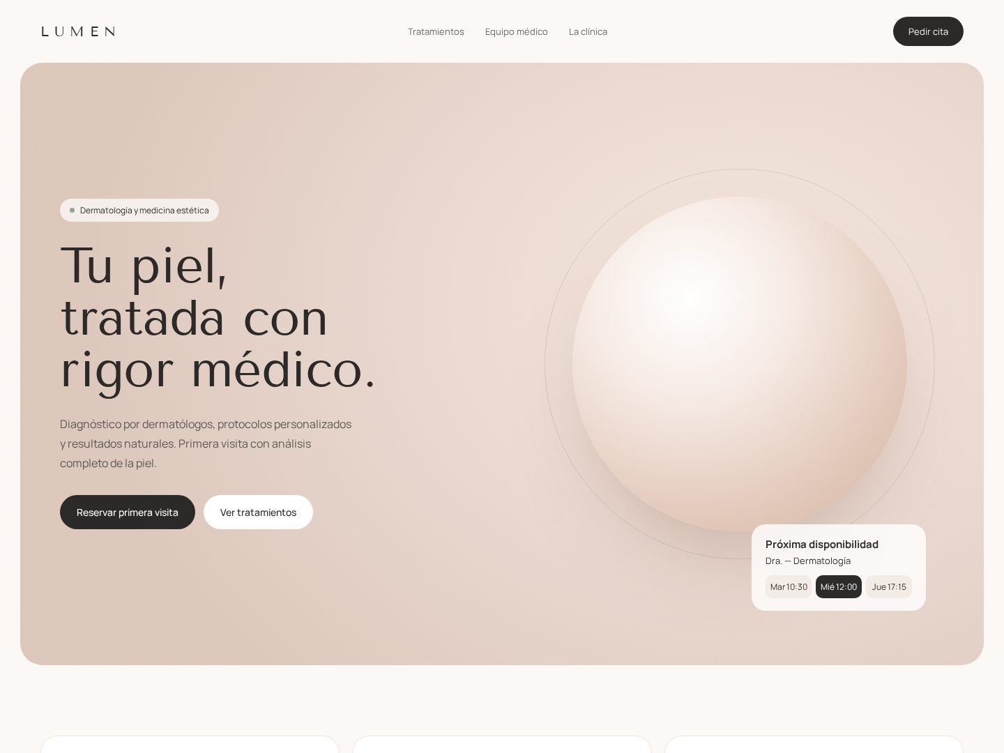 Clínica Lumen — Website + online booking, concept project