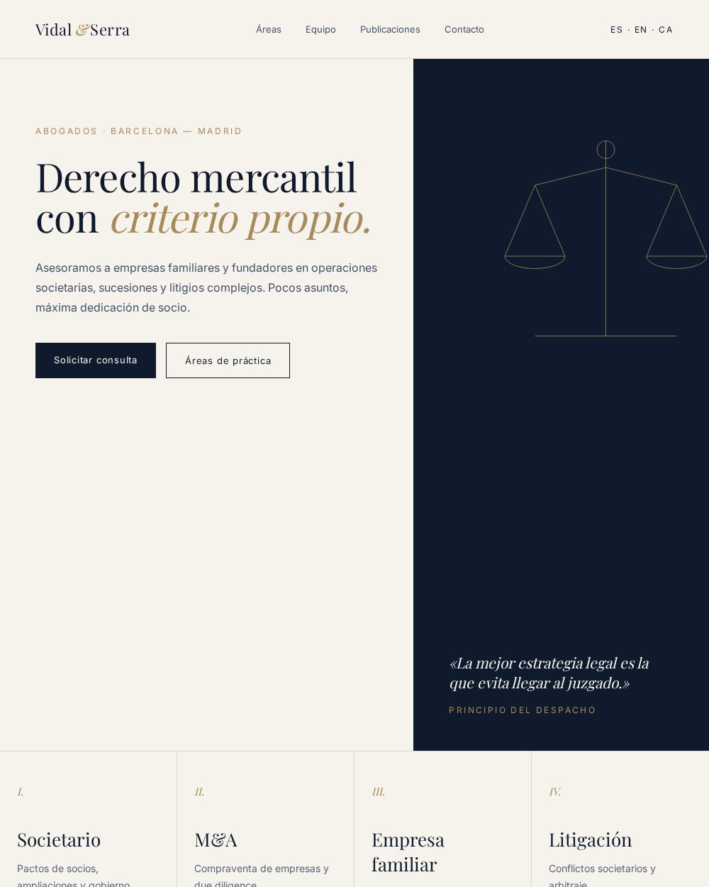 Vidal & Serra — Corporate website, concept project